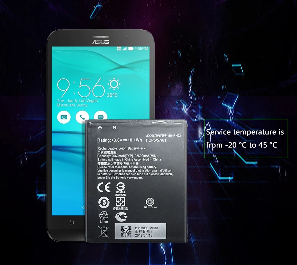 2660 мАч B11P1602 для ASUS Zenfone Go " ZB500KL X00AD X00ADC X00ADA Сменный аккумулятор для телефона литий-полимерный аккумулятор