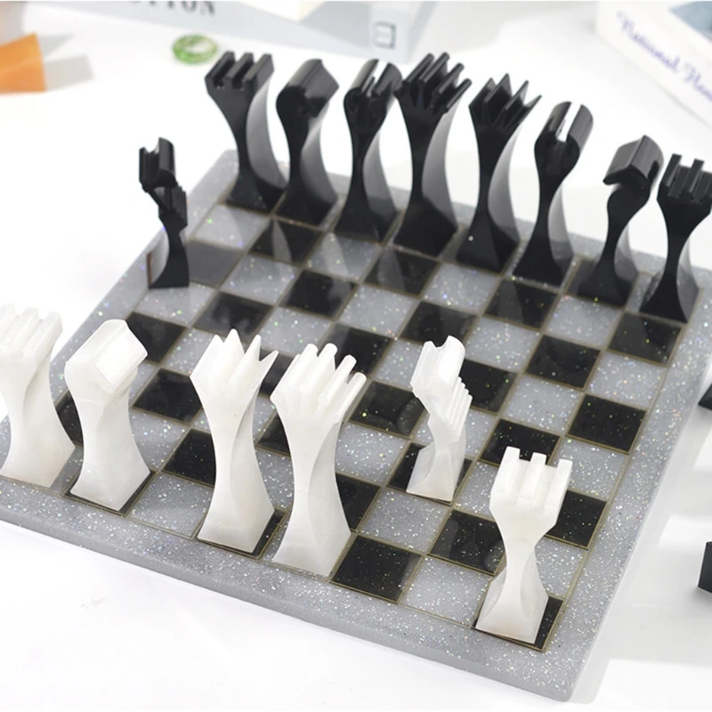 International Chess Epoxy Resin Mould Kit Handmake Clear Glue Craft Art Resin Moulding Making White