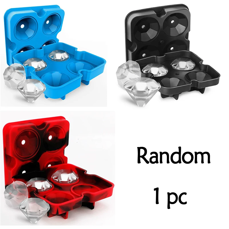 Random DIY 4 сетки Алмазный Узор производитель кубиков льда 3D Силиконовая форма льда крем Десерт Торт Шоколад Вино решетки аксессуары для кухни с барной стойкой - Цвет: Random