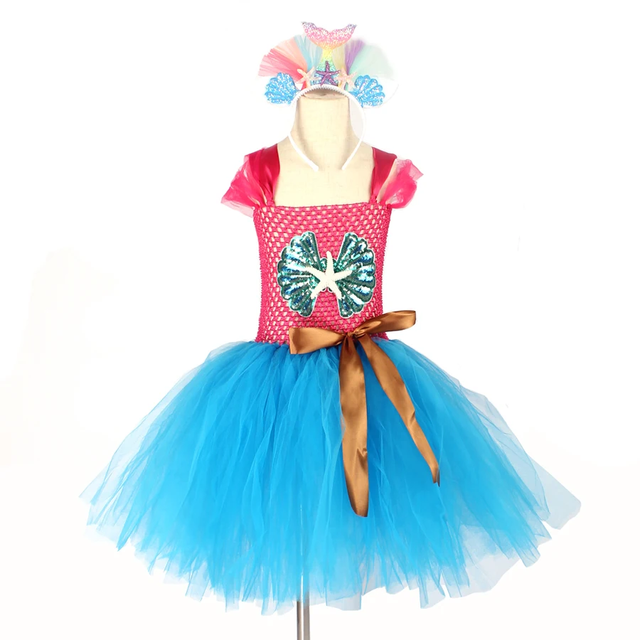 Handmade Mermaid Birthday Tutu Set Smash Cake Outfit Baby Girls Under the Sea Theme Mermaid Tutu Dress Dance Recital Tulle Dress (16)