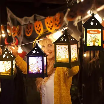 

Halloween Hanging Lantern Pumpkin Light Pumpkin Lamp Spider Bat Garden LED Witch Skeleton Creative Kids Party Home Decor