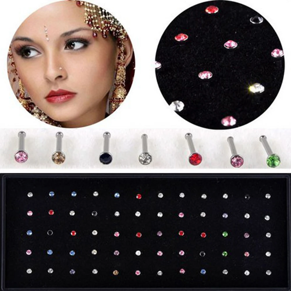 Wholesale 180pcs Fashion Chic Rhinestone Nose Ring Studs Body Piercing