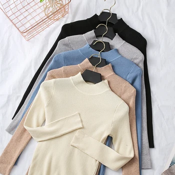 

2020 autumn new high-neck knitted sweater women's winter sweater casual