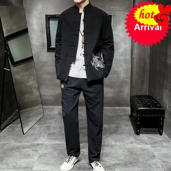 

suit suit men's antique suit cotton and linen Chinese tunic suit Chinese youth coat spring and autumn