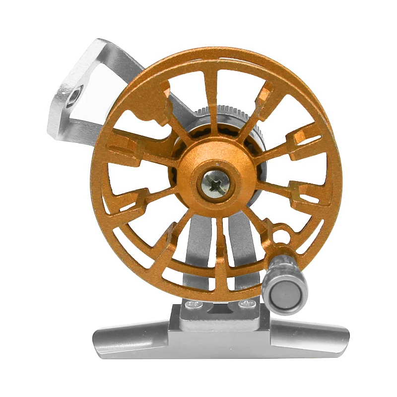 Gold reel Mosodo, Мини Удочка для подледной рыбалки, ультра-светильник, ABS полюс, плоский круглый наконечник, для зимней рыбалки, 25 см, 30 см, 35 см, 50 см, 55 см, наконечник для удочки, металлическая ручка - Цвет: Gold reel