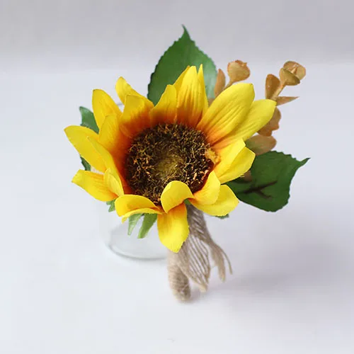 Corsage-6 Йо Чо искусственные подсолнухи жениха бутоньерка Buttonhole желтая бутоньерка Роза мужской свадебный корсаж заколка в виде цветка шелковой ленты Свадебный планировщик Свадебный корсаж цветок - Цвет: Corsage-6