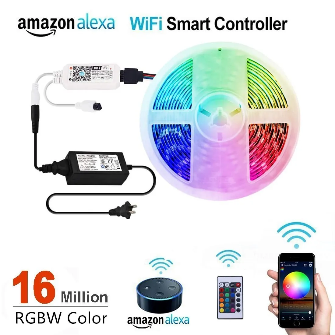 

5 м/лот 12 В постоянного тока RGBW/RGBWW светодиодная полоса освещения Комплект WIFI приложение 4 цвета в 1 светодиодный чип 30 светодиодов/м 150 светодиодов IP30/IP65 5050 гибкая светодиодная лента