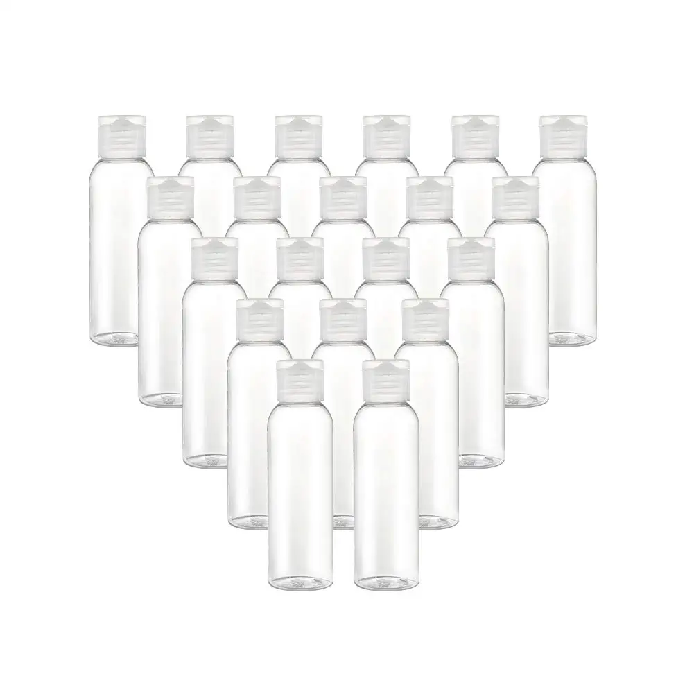 20pcs 50/60/100ml Clear Plastic Travel Bottles Flip Cap Empty Bottles