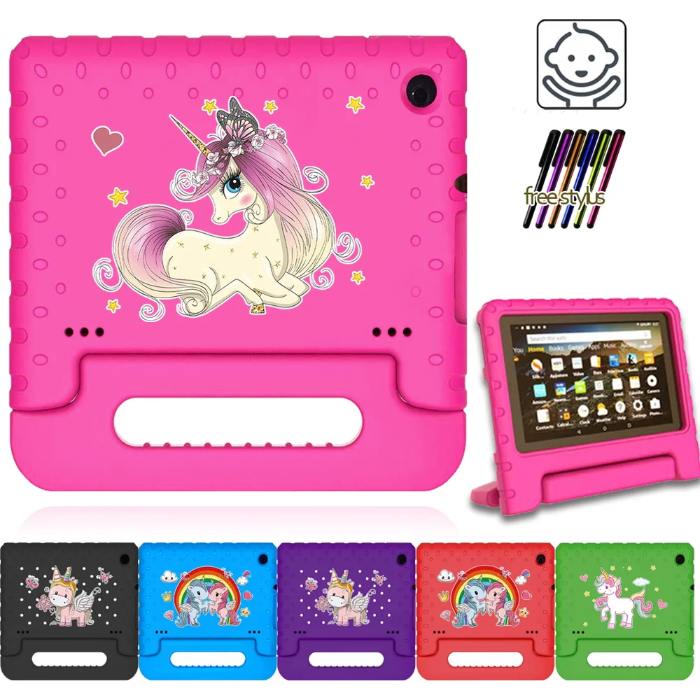 Cute Cartoon Kids Cover for Fire 7 (5th 7th 9th Gen)/HD 8 Tablet Handle Stand Funda Case for Fire HD 8 Plus (10th Gen 2020)
