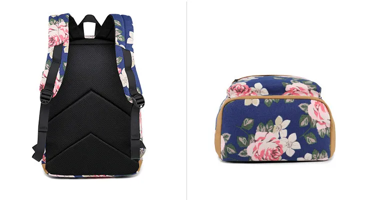 lona mochila escolar crianças floral saco de