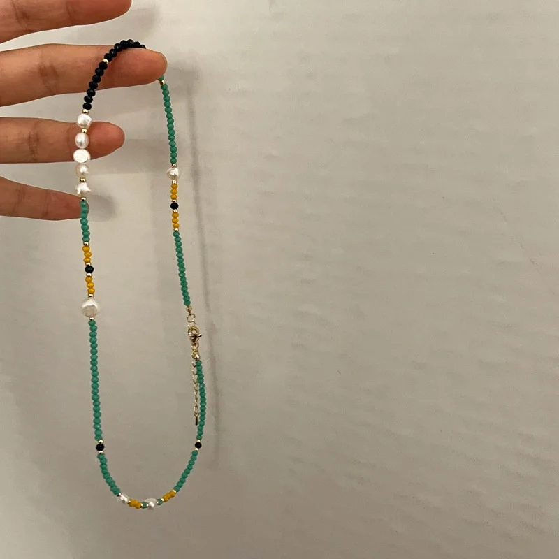 women exquisite small freshwater pearls necklace handmade adjustable beaded choker - Image 6