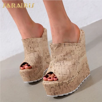 

Sarairis 2020 Hot Sale Big Size 42 Platform Summer Sandals Woman Shoes Peep Toe Slip On Wedge High Heels Shoes Lady Pumps Female