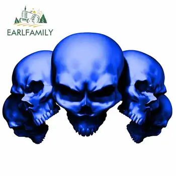 

EARLFAMILY 13cm x 8.5cm for Three Blue Skulls VAN Occlusion Scratch Graphics Windows Decal RV Surfboard Windshield Car Stickers