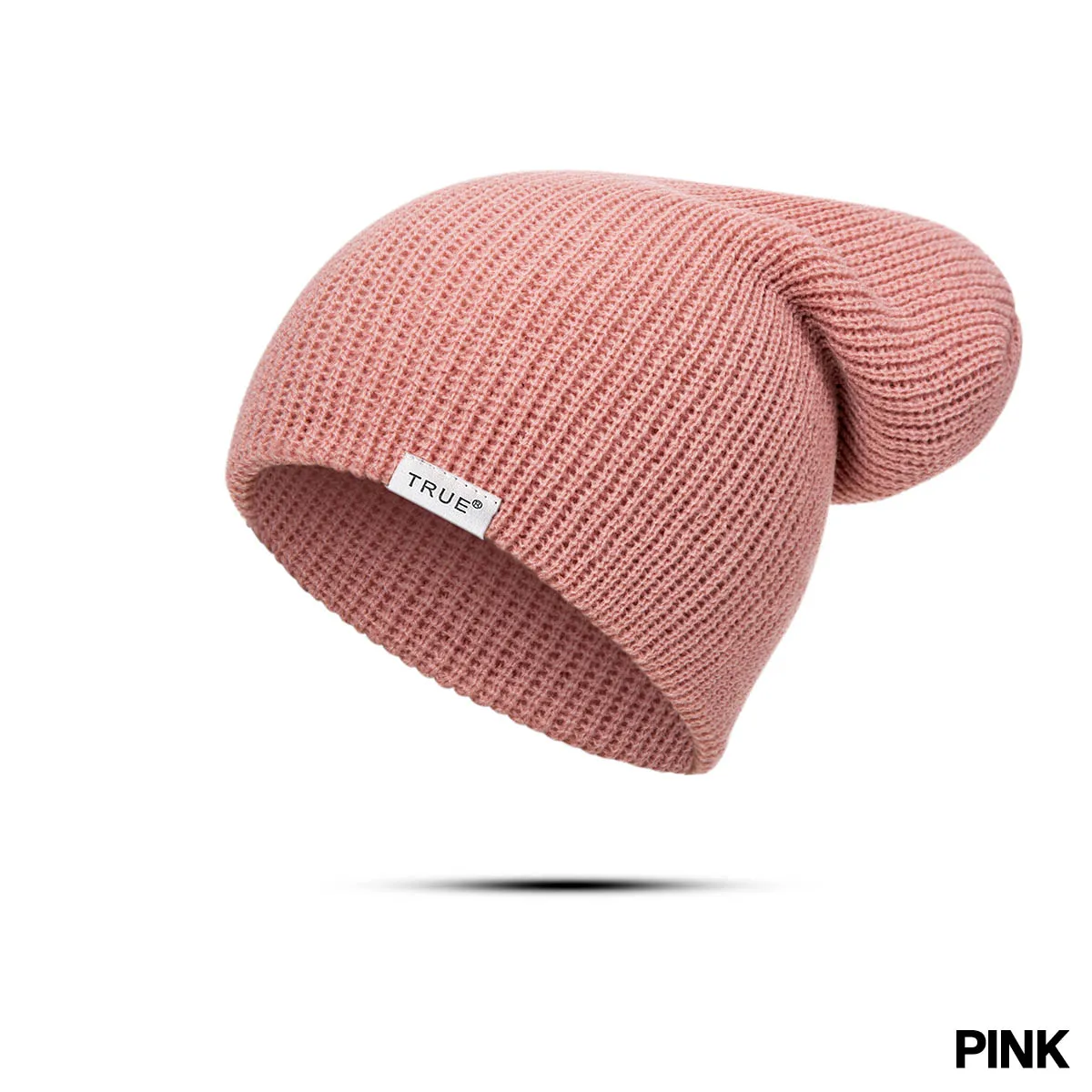 Повседневная Вязаная Шапка-бини для мужчин, модная женская вязаная зимняя шапка, одноцветная шапка в стиле хип-хоп с буквами - Цвет: pink