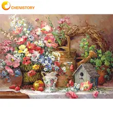 

CHENISTORY 60x75cm Frame DIY Painting By Number Kits Wall Art Picture By Numbers Flowers Handpainted For Home Decors Artcraft