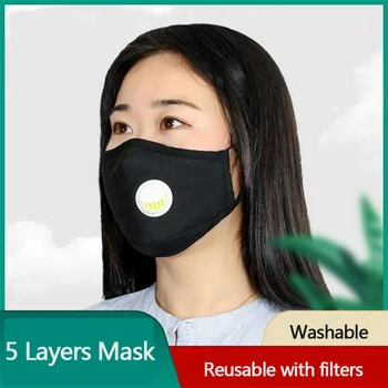

PM2.5 Mask 98% Filterability Carbon Filter Anti-Dust Mouth Masks Haze With Valve Better Than KN95 FFP2 FFP1 Equivalent To FFP3