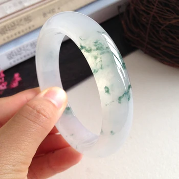 

Send Certificate Natural Burmese Jade 54-64mm Ice Blue Flower Hand Two-Color Bracelet Elegant Princess Jewelry Send Mom to Girlf