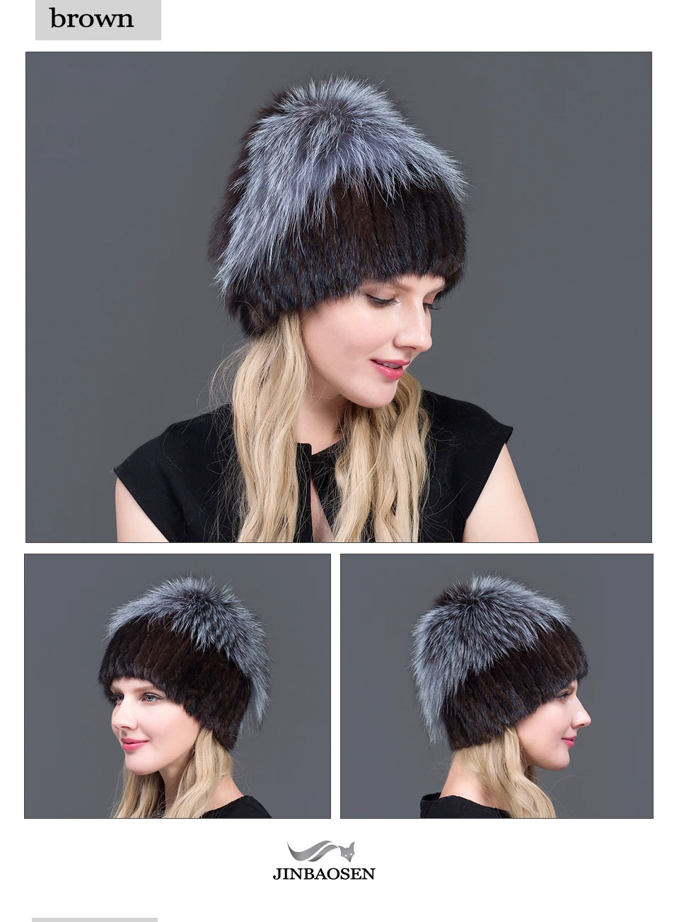 JINBAOSEN/Новые модные зимние шляпы для женщин, шапка из натурального меха норки, Женская Лоскутная шапка из лисьего меха, смешанные цвета, внутренняя вязаная шапка, теплые
