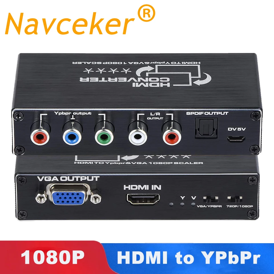 HDMI К YPbPr скейлер 1080P HDMI к компоненту RGB/5RCA или VGA скейлер конвертер с Toslink SPDIF аудио выход для ПК PS4
