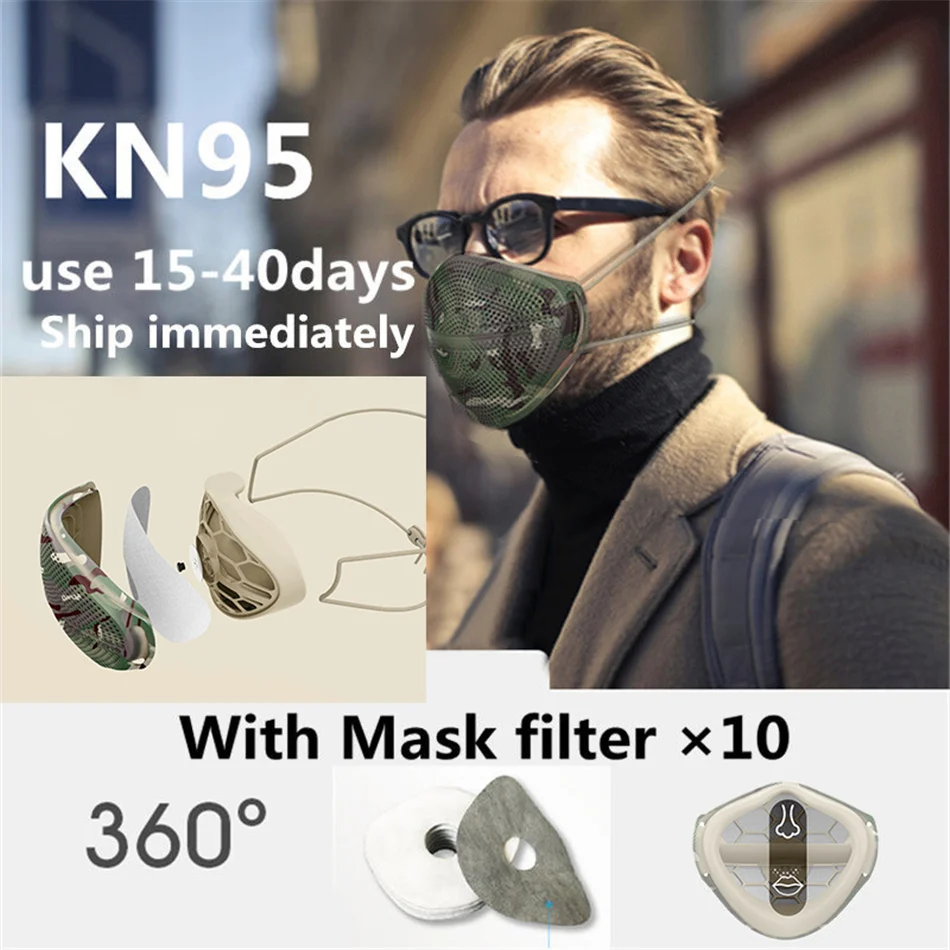 

KN95 Reusable Dust Mask Mask Valve Filter Haze Breathable Gas Protective Reutilizable Mascarilla Patent Respirator