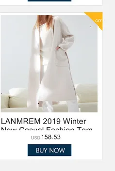 LANMREM осеннее и зимнее Новое модное черное двубортное длинное толстое шерстяное Женское пальто с лацканами
