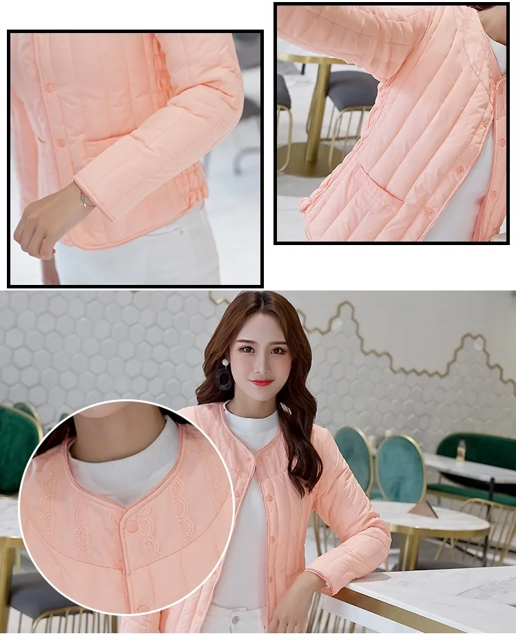 UHYTGF Fashion Ladies Down Short Design Coat Winter Cotton-padded Jacket Plus size Women Slim Thin light Cotton Outerwear X437
