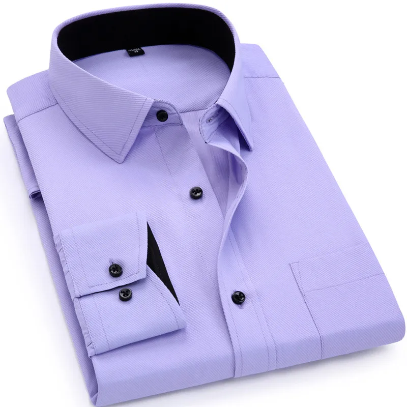 Мужская Повседневная рубашка с длинными рукавами, твил, однотонная, черная, на пуговицах, мужская, мужская, приталенная, деловая рубашка - Цвет: 1434