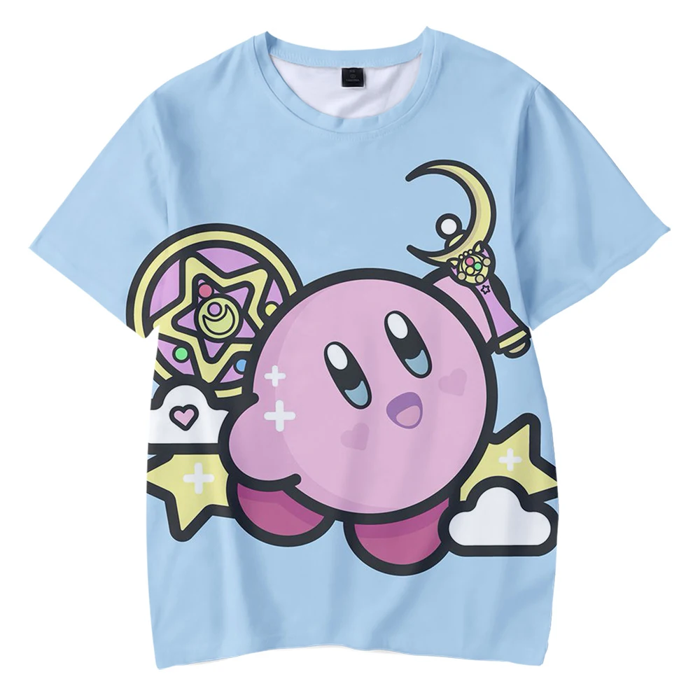Cool 3D kirby Cute Pink Kawaii T-shirts Women/Men/kids Casual Short Sleeve Round Collar Fashion New Cool Summer Soft New Tee