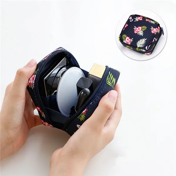 black flamingo PURDORED, 1 шт., мини женская косметичка, 3D принт, для девушек, губная помада, косметичка, дорожный мешочек для косметики, помада, органайзер, чехол, Trousse - Цвет: black flamingo