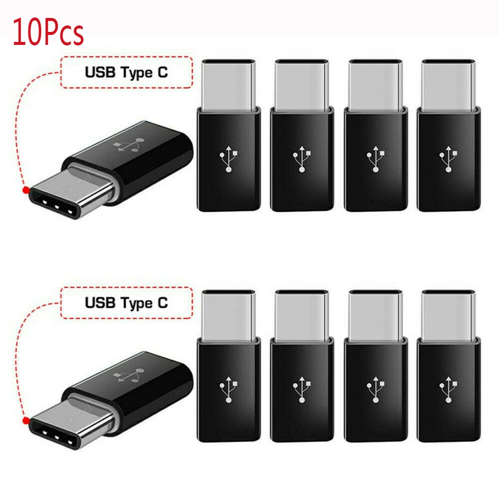 Micro USB Женский к type C Мужской адаптер конвертер Micro-B к USB-C разъем для планшета и мобильного телефона и жесткого диска - Цвет: black 10pcs