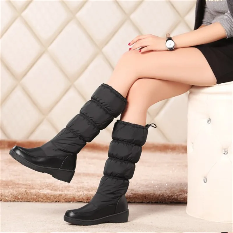 women boots 2019 down-fill warm boots lady softable snow boot black white blue women's boots