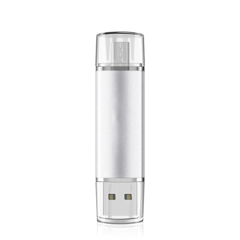 OTG usb флеш-накопитель 64 ГБ флеш-накопитель 128 ГБ 32 ГБ 16 ГБ USB флешка 8 ГБ 4 ГБ высокоскоростной OTG металлический флеш-накопитель для телефона/ПК - Цвет: Серебристый