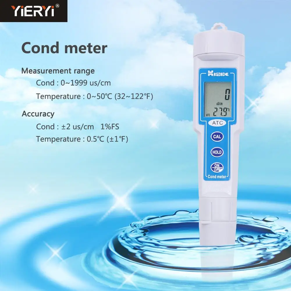 

Yieryi CT-3030 Digital Portable Pen Type conductivity Meter TDS Meter Measurement 0–1999µs For Water Treatment