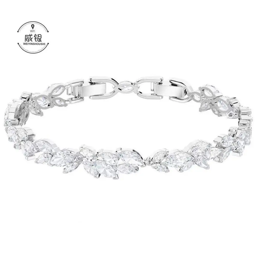 Высокое качество SWA женский LOUISON свежий лист Мода темпераментный браслет женская зимняя Серебряная глазурь форма листа Роскошная цепь