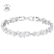 Высокое качество SWA женский LOUISON свежий лист Мода темпераментный браслет женская зимняя Серебряная глазурь форма листа Роскошная цепь