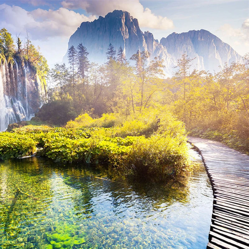 Fresh-And-Beautiful-Waterfall-Forest-Wood-Bridge-Backdrop-Wall-3D-Stereo-Mural-Wallpaper-Living-Room-Classic (4)