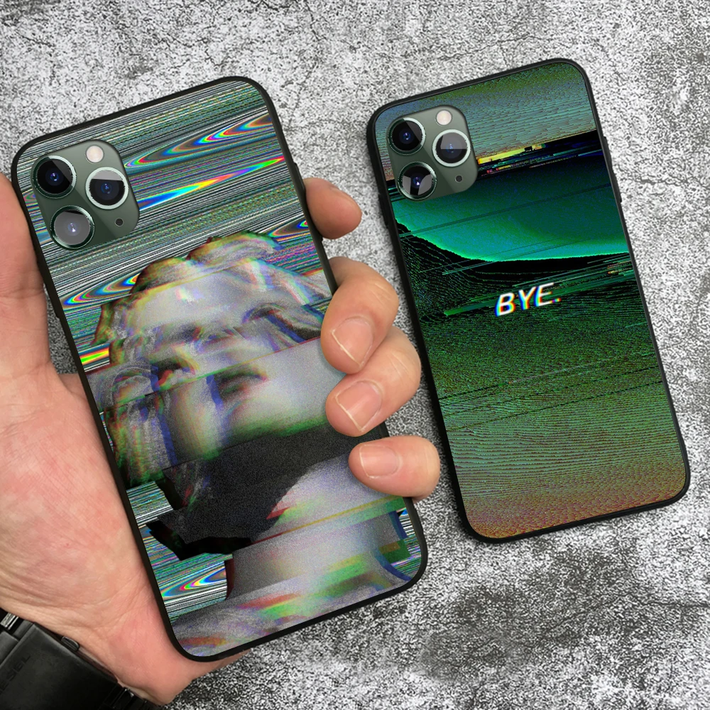 Glitch Vaporwave Modern Art For Iphone 6 6s 7 8 Plus X Xr Xs 11 12 Mini Pro Max Soft Silicone Phone Case Cover Shell Phone Case Covers Aliexpress