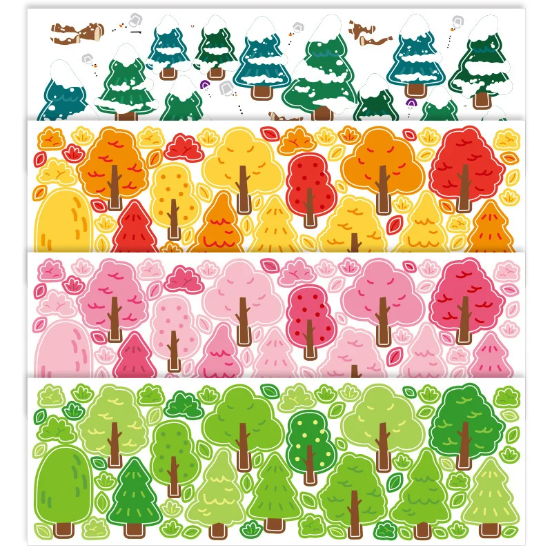 Colorful Forest Stickers DIY Scrapbook Bottom Collage Phone Computer Diary Happy Planner Gift Sealing Decor Sticker Stationery | Канцтовары