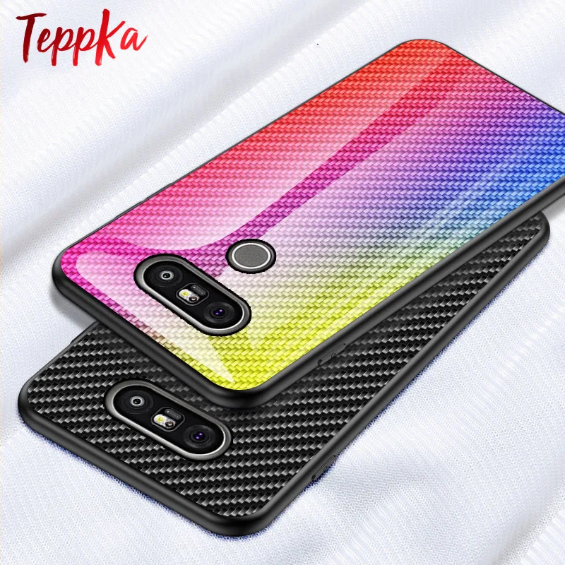 Чехол TeppKa для LG G5 G7 G8 G6 чехол из углеродного волокна Текстура стекла гибридный