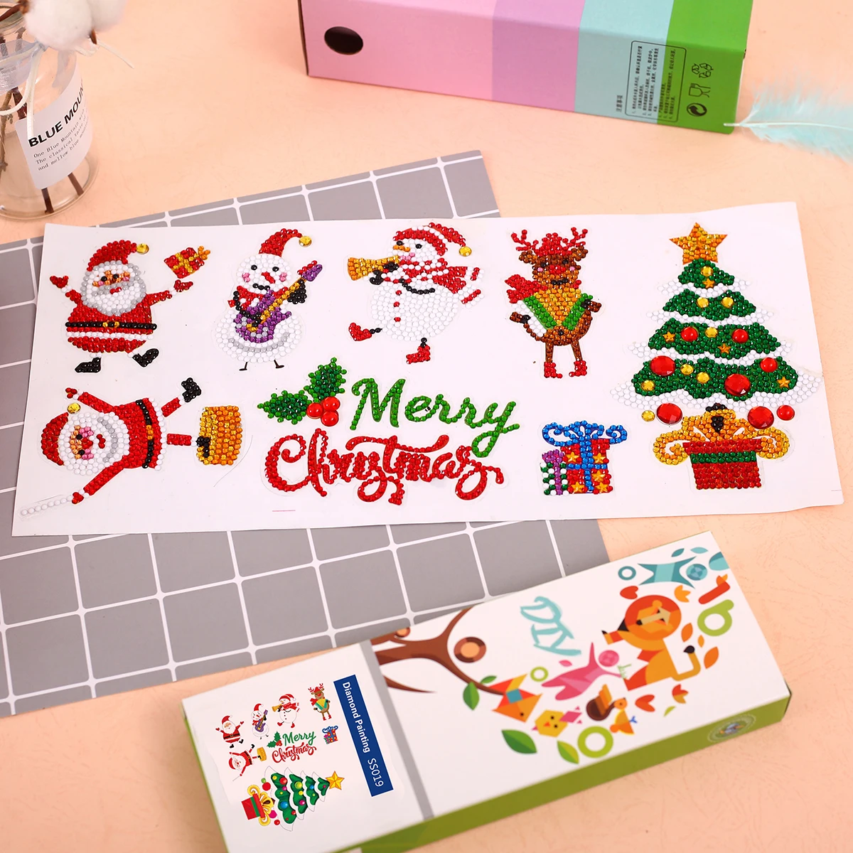 

DIY Mini-Patterns Diamond Embroidery Christmas Diamond Painting For Children Round Diamond Sticker For Cup Book Phone Decoration