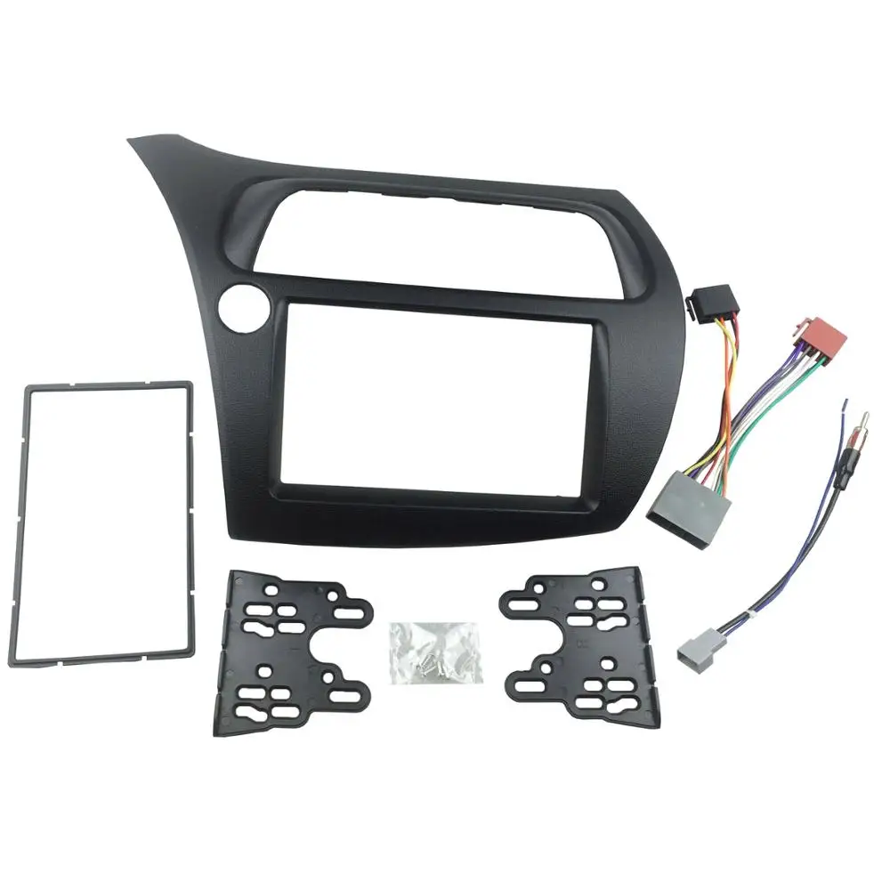 Радио фасции для Honda Civic хэтчбек 2006-2011 2 Din DVD стерео CD панель приборная панель монтажный комплект отделки лицевой рамы ободок - Название цвета: left wheel with iso