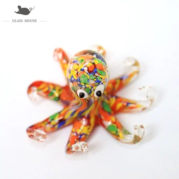 

Handmade Murano glass octopus Figurine ornaments Aquarium fish tank decor charms accessories beautiful colorful Mini sea animals