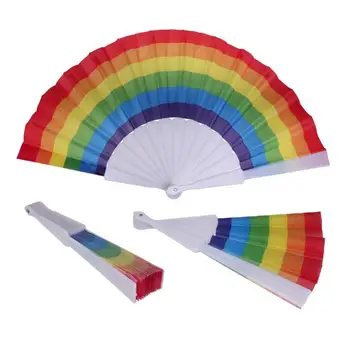 

150pcs Rainbow Fans Rainbow Folding Fans Colorful Hand Held Fan Summer Accessory For Wedding Party Decoration SN2796
