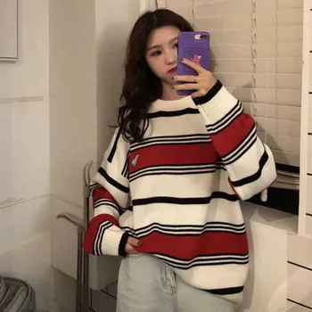 

NiceMix Women Kawaii Ulzzang Vintage Style round neck College Loose Clouds Sweater Female Korean Punk Thin Cute Loose Harajuku
