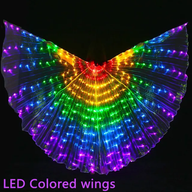 Belly led dance wings Isis wings led glow belly dance gadgets wings costume butterfly wings adult with adult children's sticks Color
