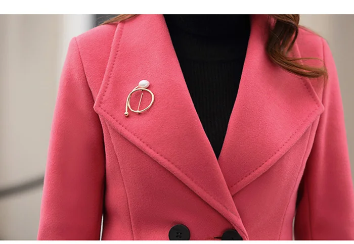 New Winter Slim Plus Size Women Woolen Coat Casual Medium Long Solid Color Long Sleeve Winter Wool Coat Women Coats