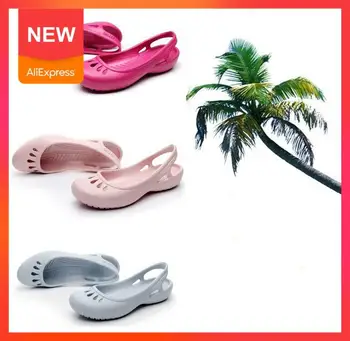 

Women Clogs Jelly Sandals Non-slip Summer Hole Shoes Female Beach Sandals Flat Plastic Girls Waterproof EVA Garden Shoes