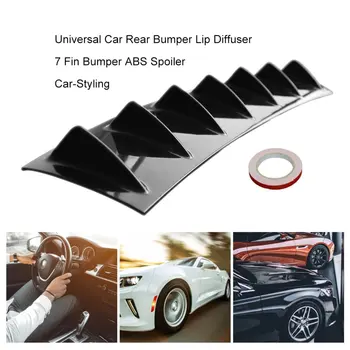 

Universal Car Rear Bumper Lip Diffuser 7 Fin Shark Fin Style Car Back Bumper Spoiler Lip Splitter Car-Styling ABS Plastic