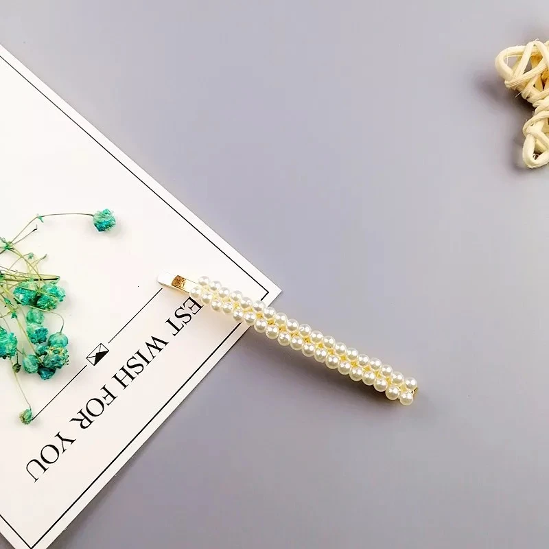 Double Row of Pearls Элегантные женские Геометрические шпильки с жемчугом, милая Мода для девочек, аксессуары для волос, заколки, квадратные круглые полые заколки для волос - Цвет: Double Row of Pearls