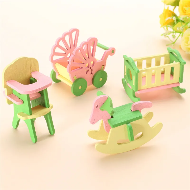 JIMITU имитация миниатюрная деревянная мебель игрушки кукольный домик деревянная мебель набор куклы Детская комната для детей игровая игрушка мебель - Цвет: Baby room 2